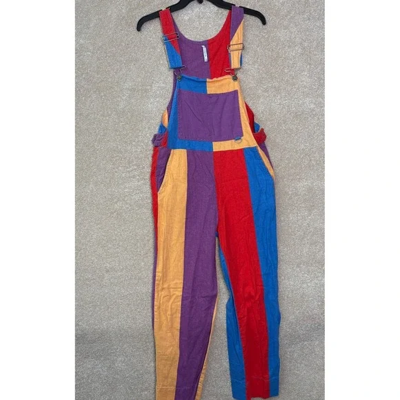 URBAN OUTFITTERS Overalls Women's XS Colorful Linen Jumpsuit - Picture 2 of 12